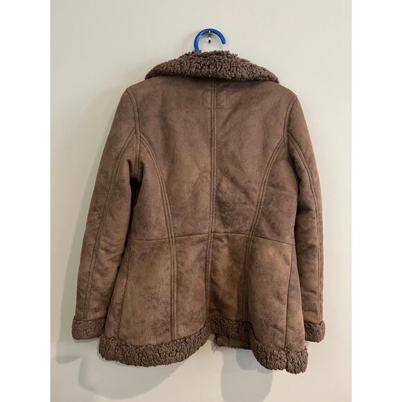 Kut from the Kloth Faux Suede Sherpa Faux Fur Coat Jacket Button up Women Medium - Picture 3 of 6